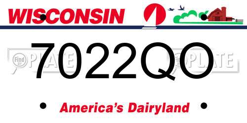 7022QO Wisconsin License Plate