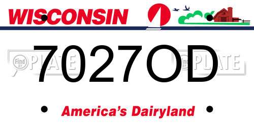 7027OD Wisconsin License Plate