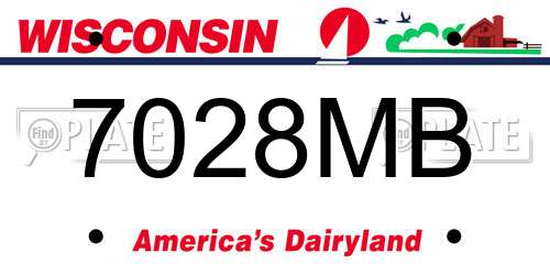 7028MB Wisconsin License Plate