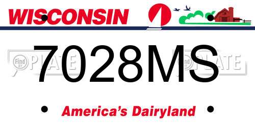 7028MS Wisconsin License Plate