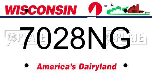 7028NG Wisconsin License Plate