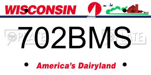 702BMS Wisconsin License Plate