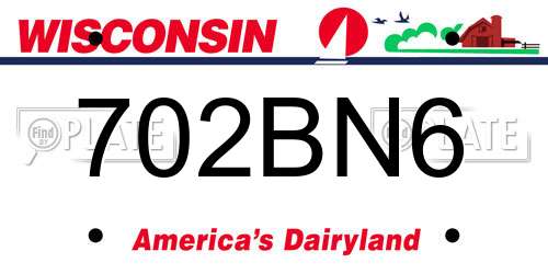 702BN6 Wisconsin License Plate