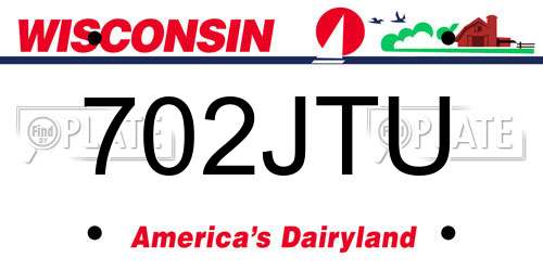 702JTU Wisconsin License Plate