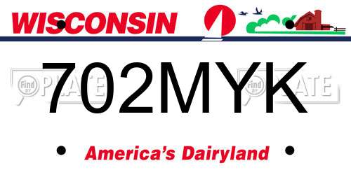 702MYK Wisconsin License Plate