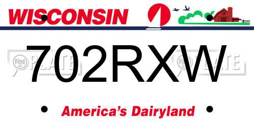 702RXW Wisconsin License Plate