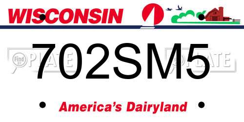 702SM5 Wisconsin License Plate