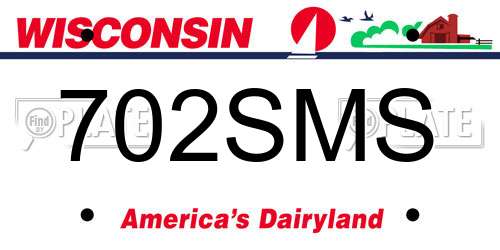 702SMS Wisconsin License Plate
