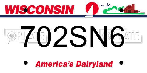 702SN6 Wisconsin License Plate