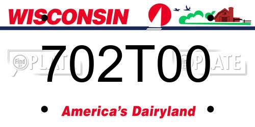 702T00 Wisconsin License Plate