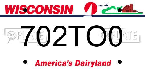 702TO0 Wisconsin License Plate
