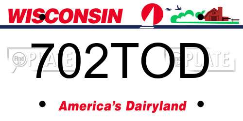 702TOD Wisconsin License Plate