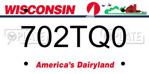 702TQ0 Wisconsin License Plate