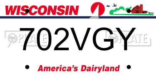 702VGY Wisconsin License Plate