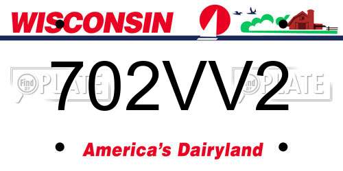 702VV2 Wisconsin License Plate