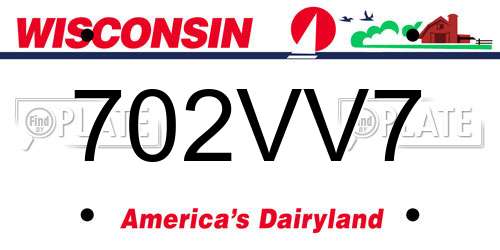 702VV7 Wisconsin License Plate