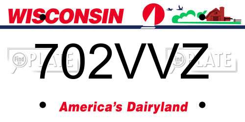 702VVZ Wisconsin License Plate
