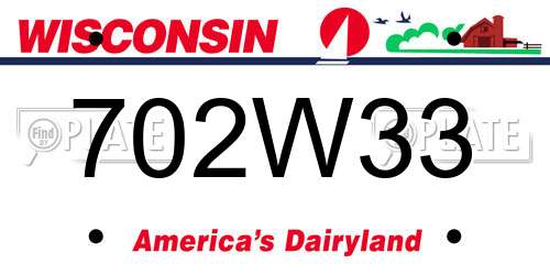 702W33 Wisconsin License Plate
