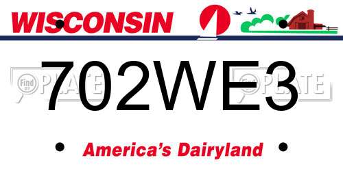 702WE3 Wisconsin License Plate