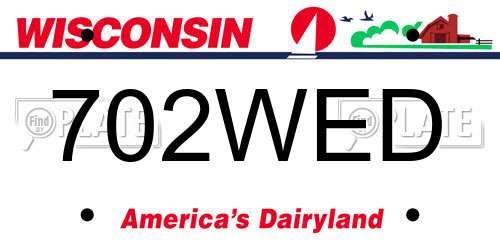 702WED Wisconsin License Plate