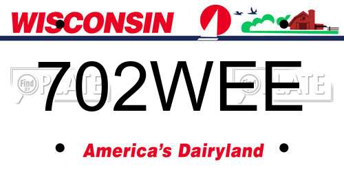 702WEE Wisconsin License Plate