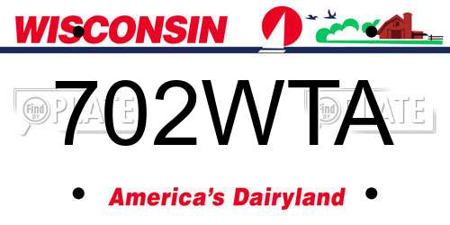 702WTA Wisconsin License Plate