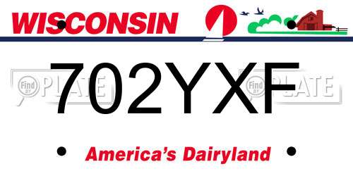 702YXF Wisconsin License Plate
