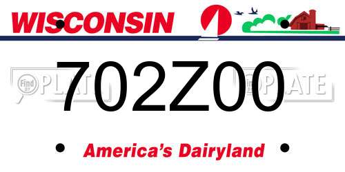702Z00 Wisconsin License Plate