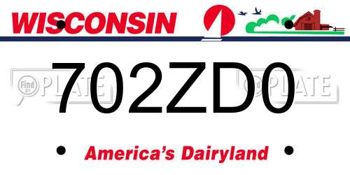 702ZD0 Wisconsin License Plate