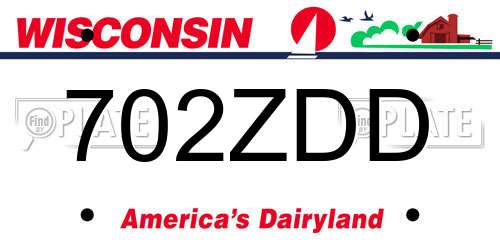 702ZDD Wisconsin License Plate