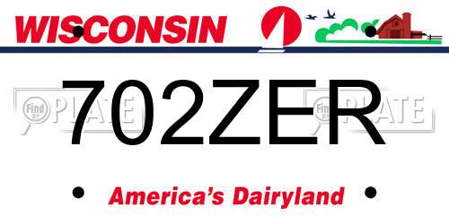 702ZER Wisconsin License Plate