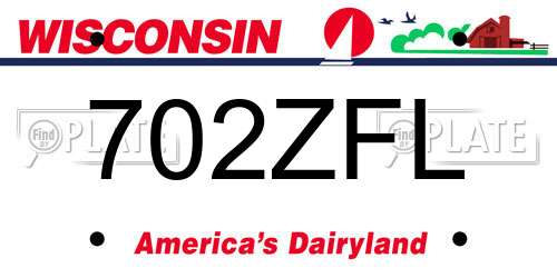 702ZFL Wisconsin License Plate