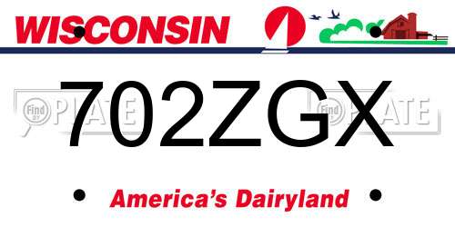 702ZGX Wisconsin License Plate