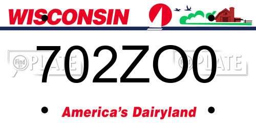 702ZO0 Wisconsin License Plate