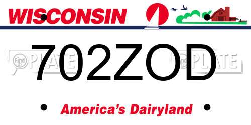 702ZOD Wisconsin License Plate
