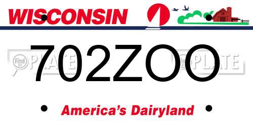 702ZOO Wisconsin License Plate