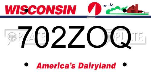 702ZOQ Wisconsin License Plate