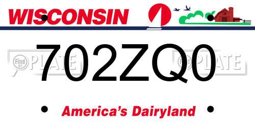 702ZQ0 Wisconsin License Plate