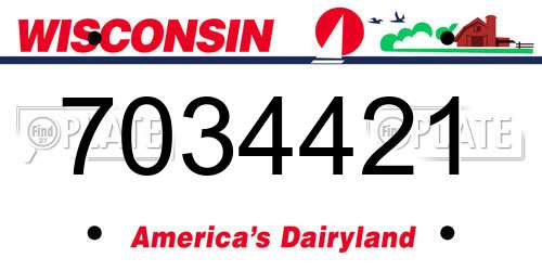 7034421 Wisconsin License Plate