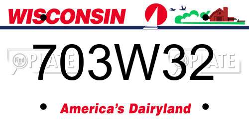 703W32 Wisconsin License Plate