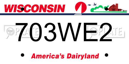 703WE2 Wisconsin License Plate