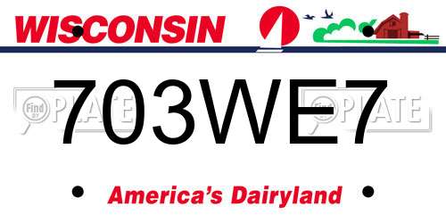 703WE7 Wisconsin License Plate