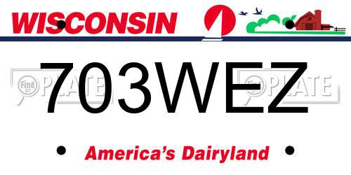 703WEZ Wisconsin License Plate
