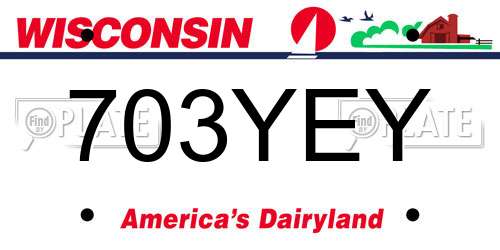 703YEY Wisconsin License Plate