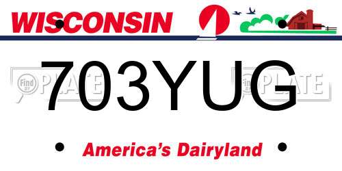 703YUG Wisconsin License Plate