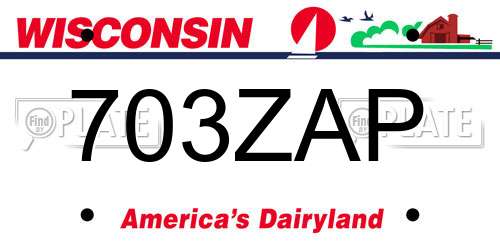 703ZAP Wisconsin License Plate