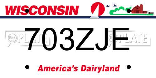 703ZJE Wisconsin License Plate