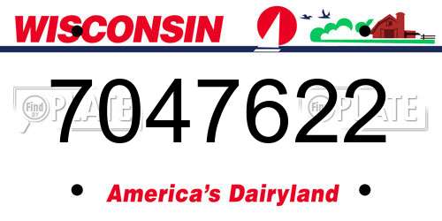 7047622 Wisconsin License Plate
