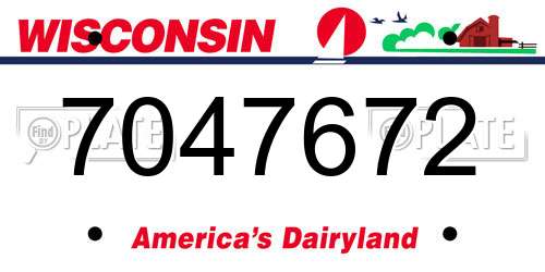 7047672 Wisconsin License Plate