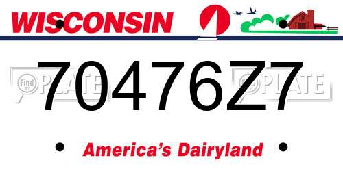 70476Z7 Wisconsin License Plate